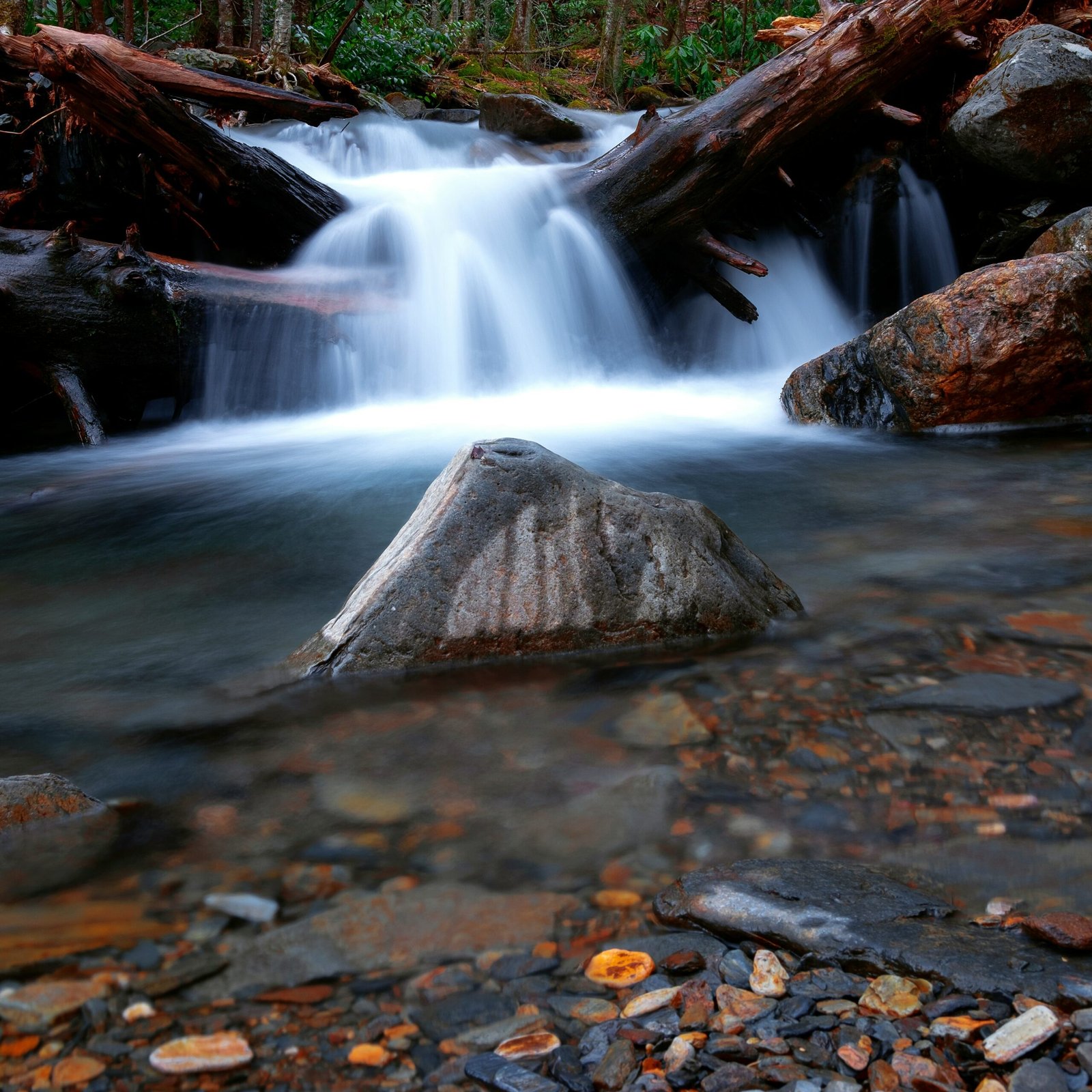 time lapse photography of water stream