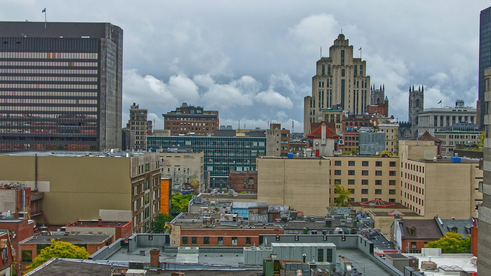 cityscape under grey sky